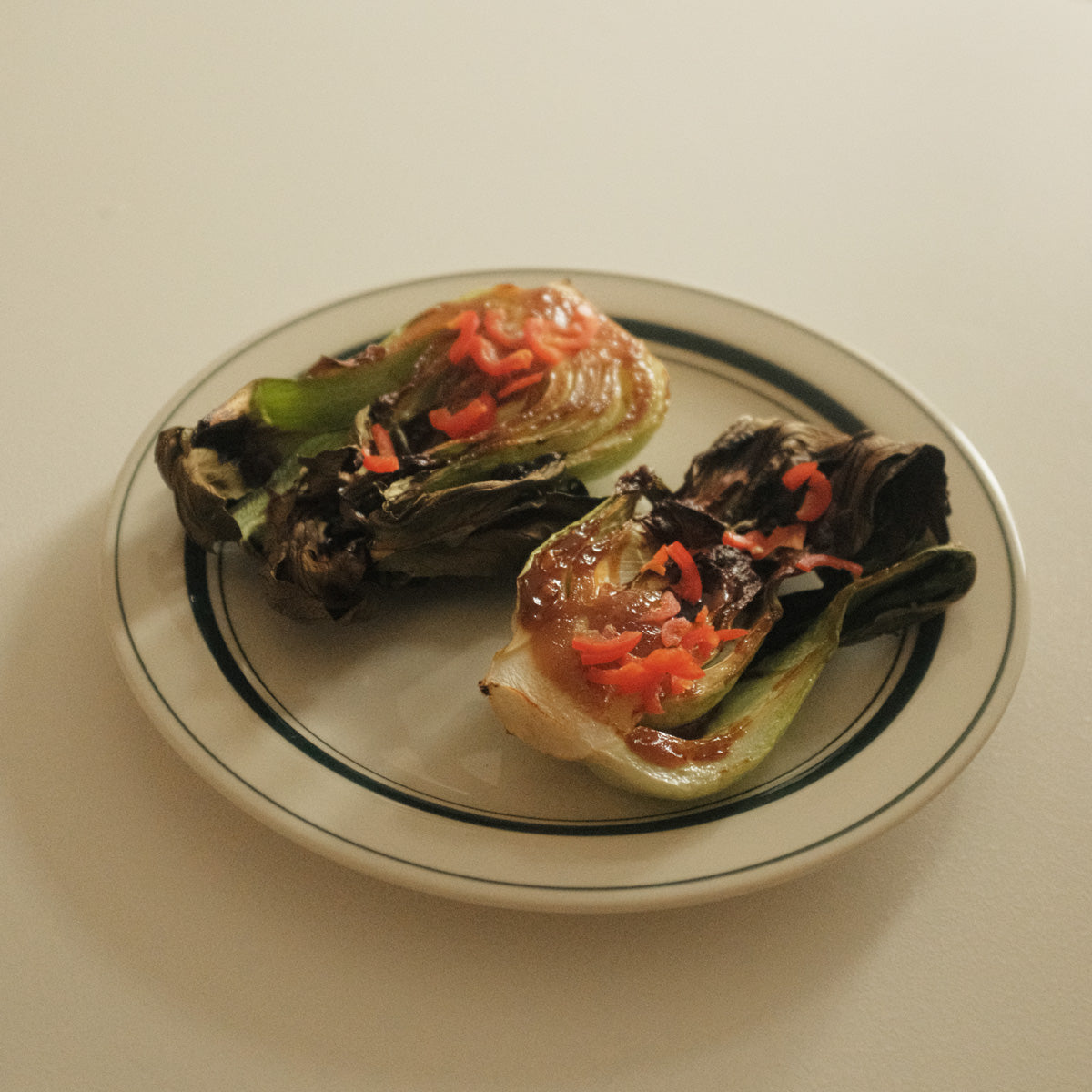 Air-fried bok choy with chilli
